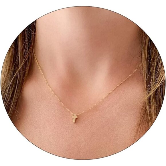 ⚡Gold Plated CZ Diamond Cross Necklace for Women Stainless Steel Faith Pendant - Picture 1 of 7